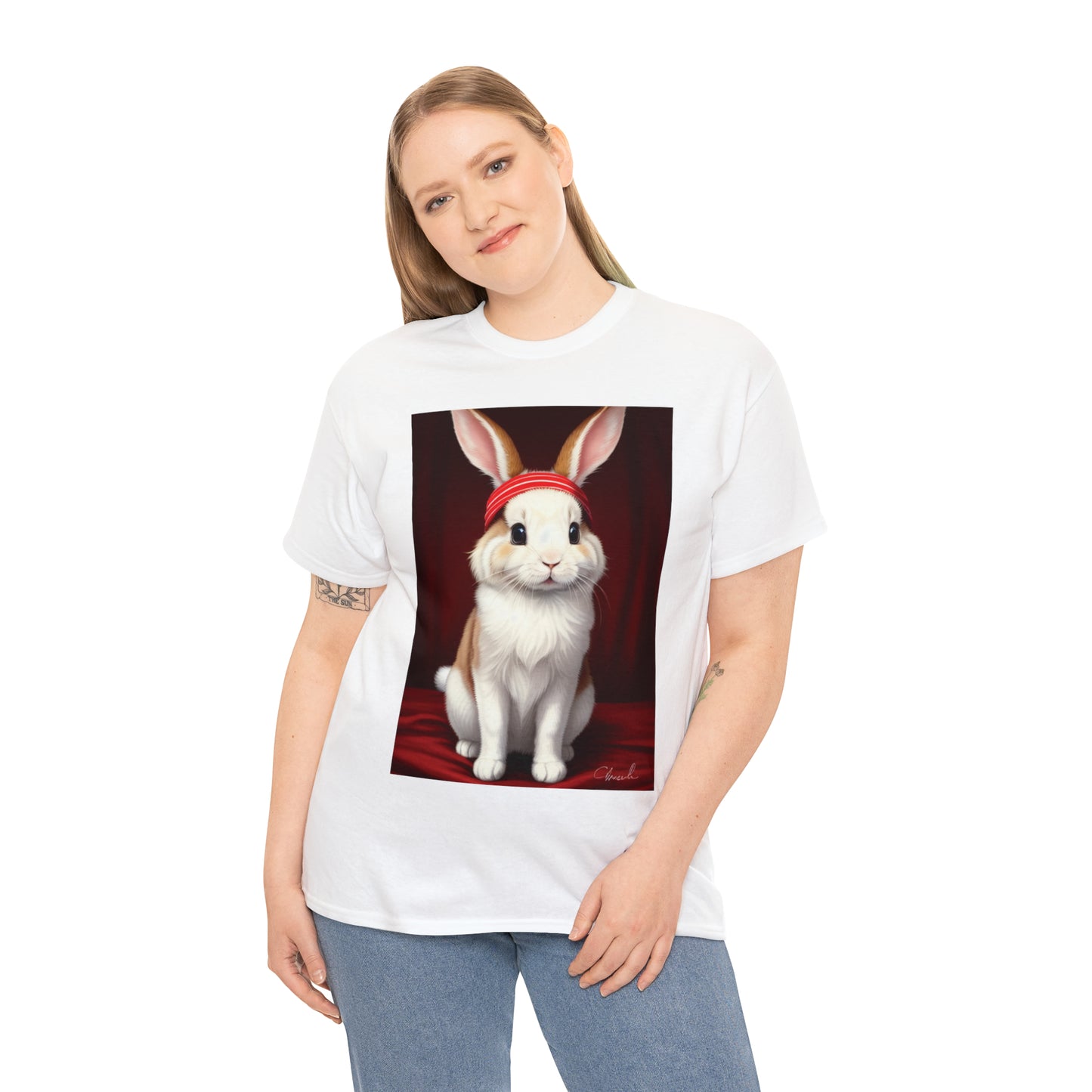 Cute Band Rabbit_Unisex Heavy Cotton Tee