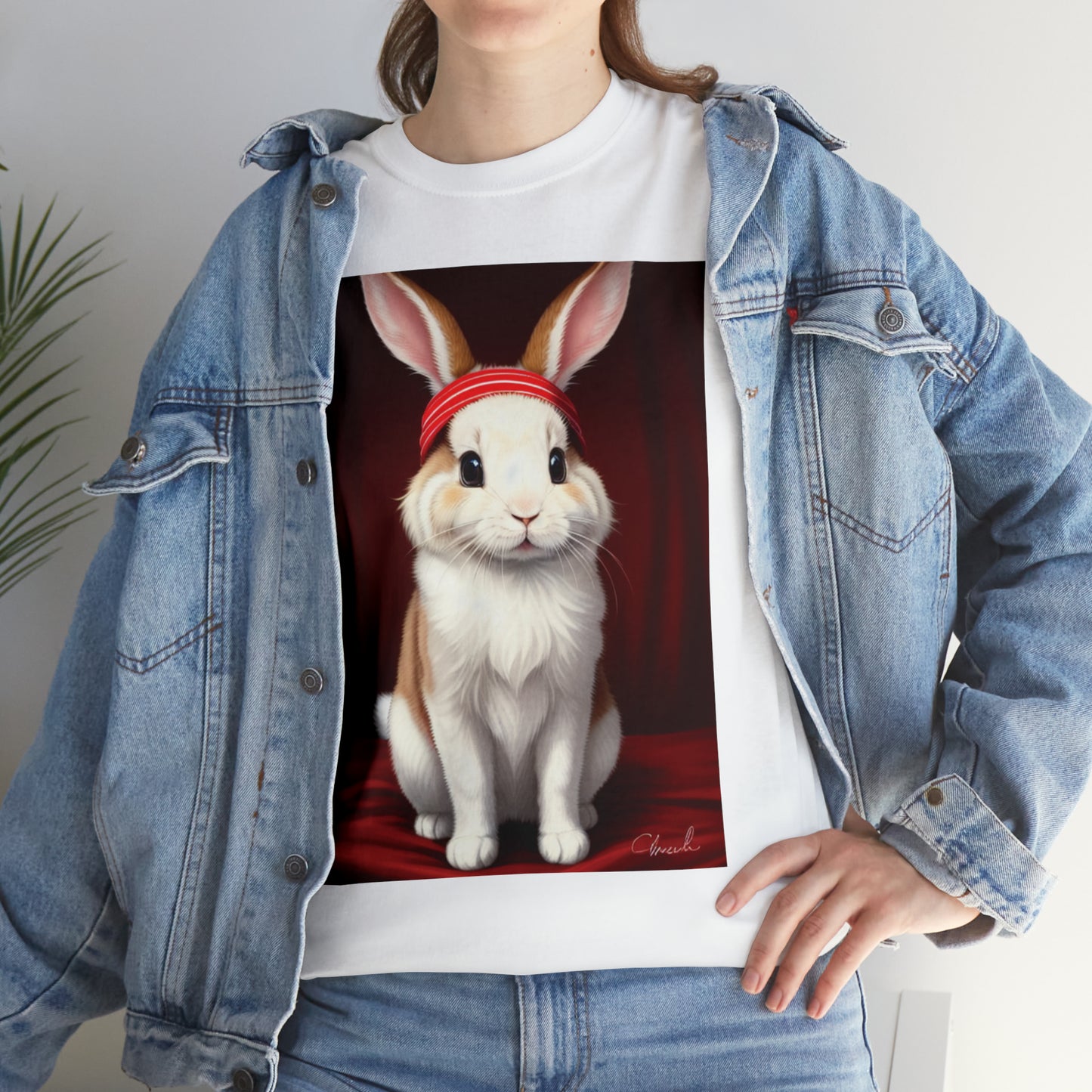 Cute Band Rabbit_Unisex Heavy Cotton Tee