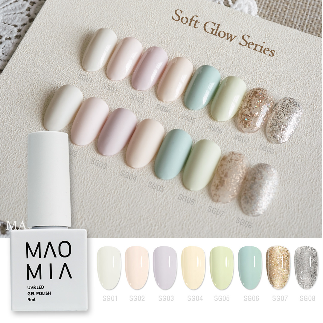 Maomia Soft Glow Gel Polish 8 Colors Soak off Uv/Led 9Ml Professional Varnish Salon Glitter Nail Paint Semi Permanent Manicure